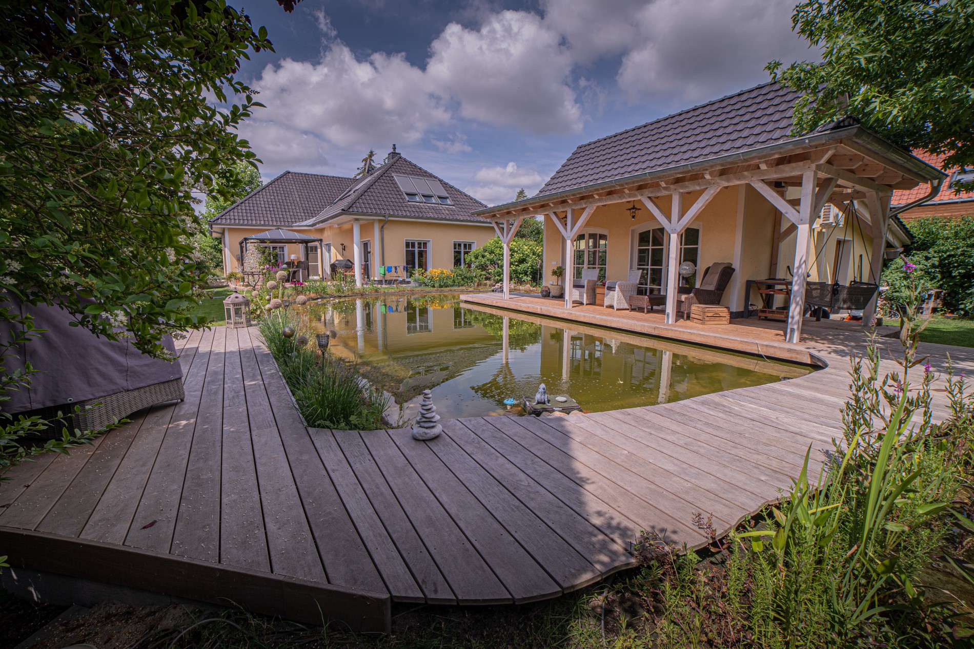 Komplette Teich Anlage bestehend Schwimm und Naturteich GaLaBau Alisch